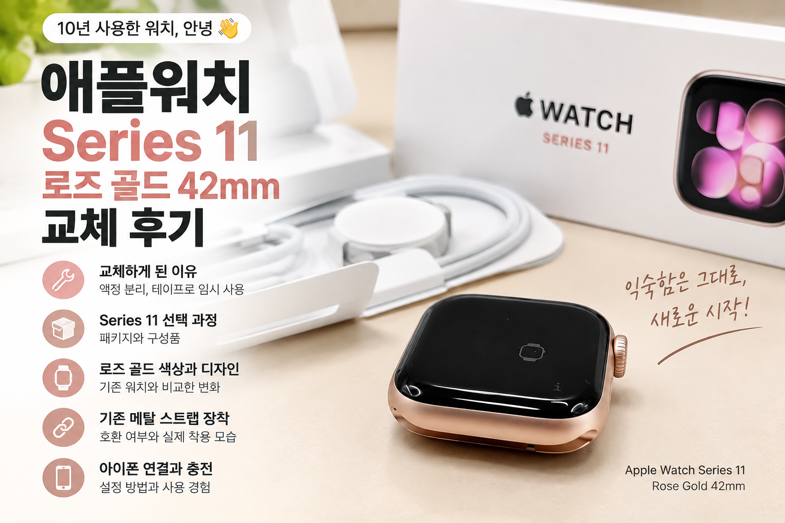 애플워치 Series 11 후기 로즈 골드 42mm 교체 경험