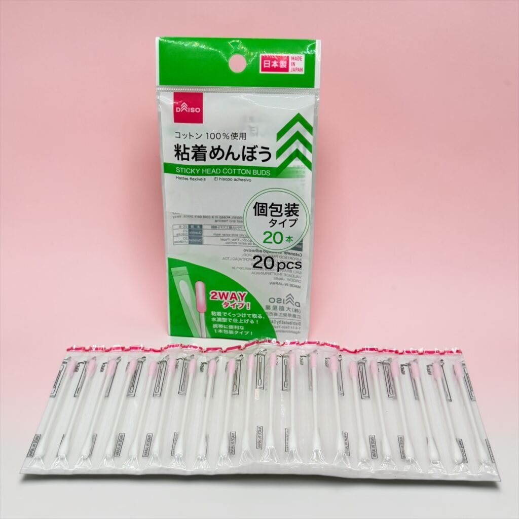 일본 다이소 점착 면봉 20개입 개별 포장 모습