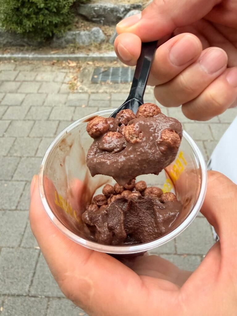 코코볼과 함께 떠낸 진한 다크쇼콜라 아이스크림